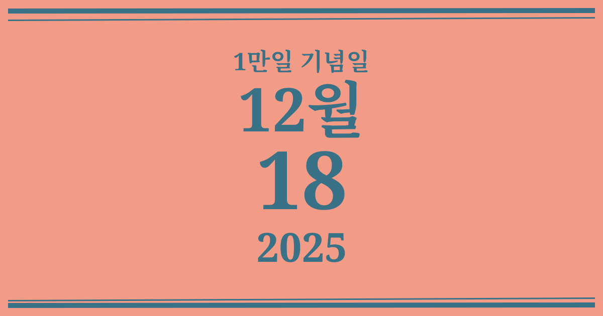 나의 1만일 기념일: 2025년 12월 18일